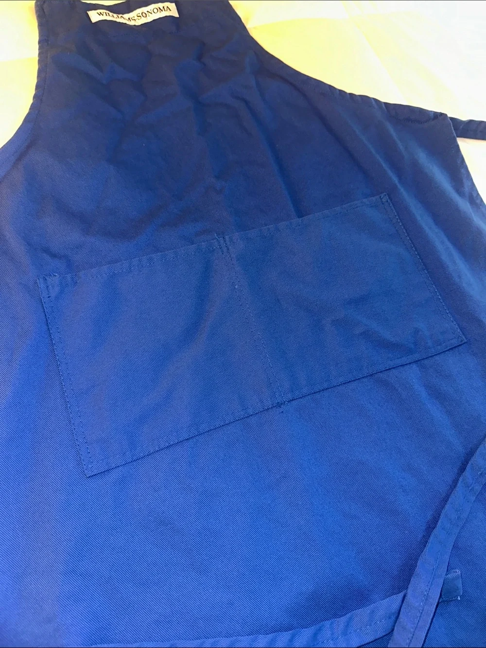 Williams Sonoma Royal Blue Cotton Apron with Pocket
